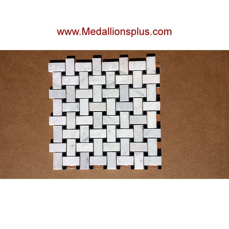 Carrara Marble Basket Weave Polished Mosaic Tiles